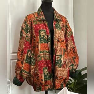 CoAco 100% Silk Vintage‎ Track Jacket Bomber Paisley Patchwork – Size XL